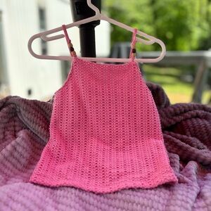 Old Navy Pink Crochet Tank Top